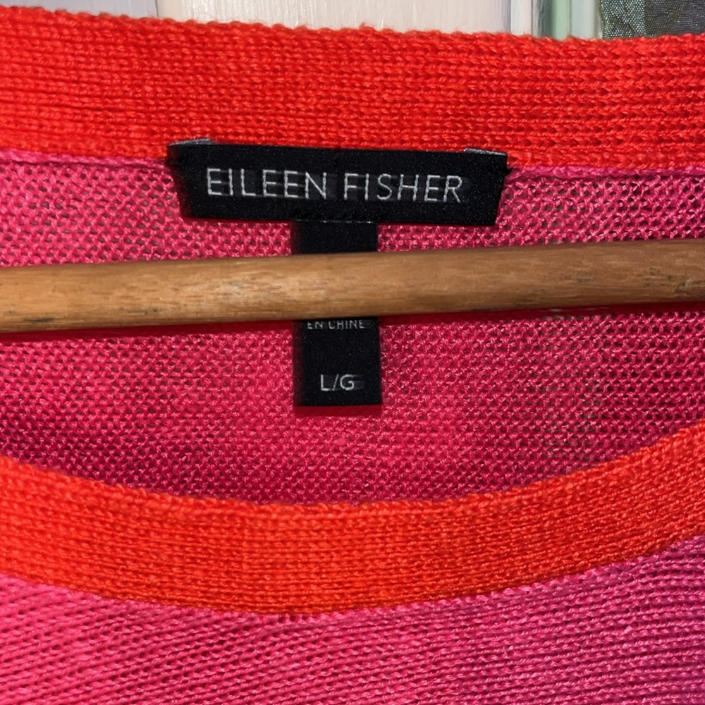 NWT Eileen Fisher Org. Cotton Knit Bateau Neck 1/2 Sleeve Top Sz L Summer Preppy